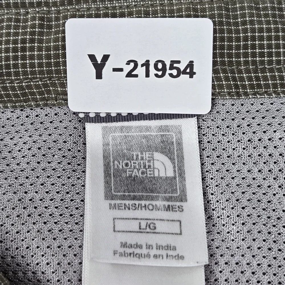 The North Face Men Button Up Shirt L Green Check Outdoor‎ Gorpcore Short